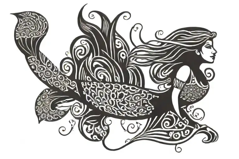 Mermaid Tribal Tattoo Depicting