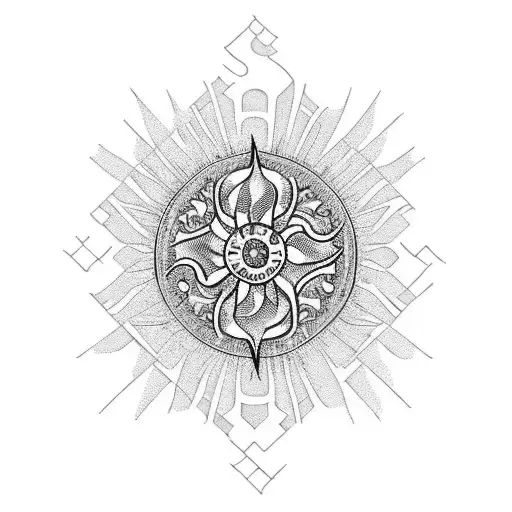 Soleil Croix Rose Famille