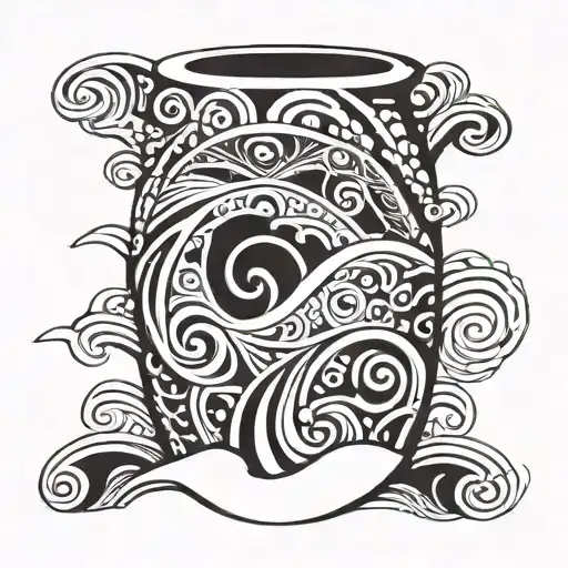 Latte Stone Coconute Weaving With Waves Of The Ocean