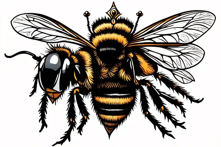 Bee With Crown With Polynesian Style