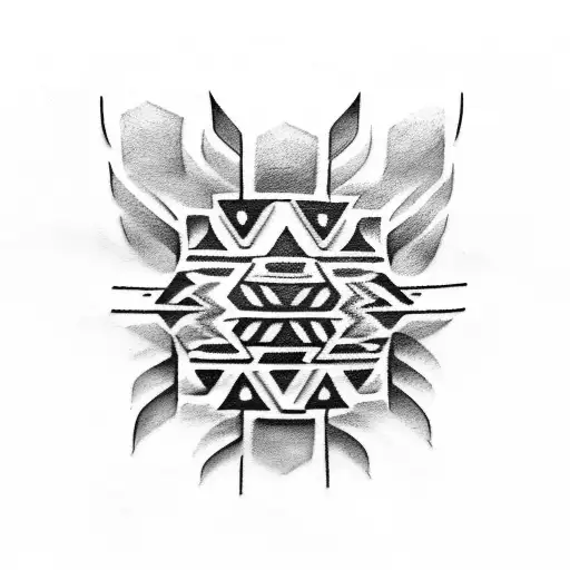 A Sketch-style Tattoo Blending Native American And Samoan Patterns