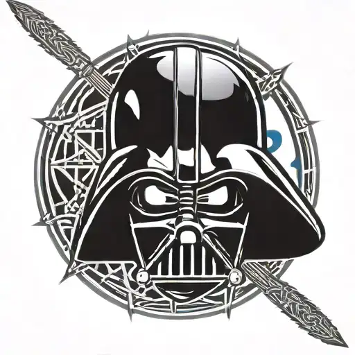 Darth Vader And Death Star In Celtic Style Lines Only