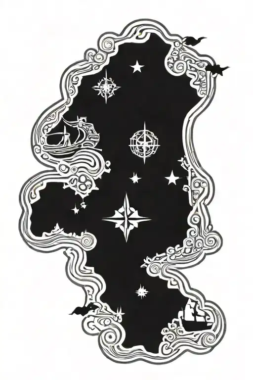 Map Of Hawaii Islands With A Ship