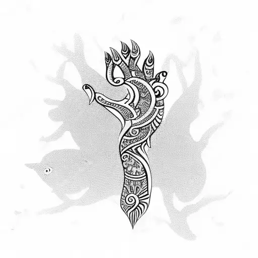 Henna Tattoo With Fish And Fatima Hand