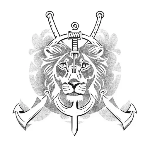 Anchor With Virgo Sign And A Lion