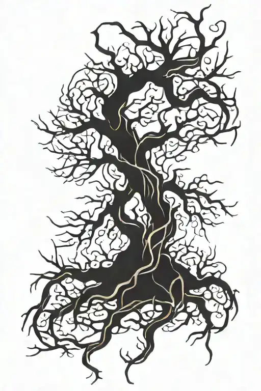 Skeletal Tree Branches With Vines And Thorns Wrapping Around