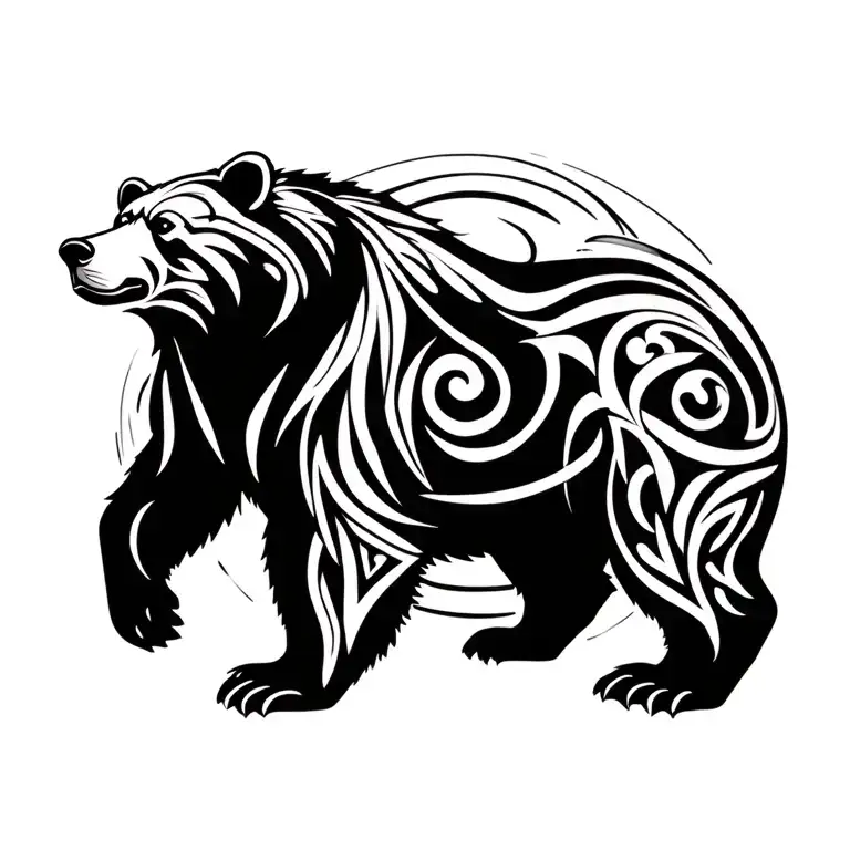 Bear Standing With Design Around It