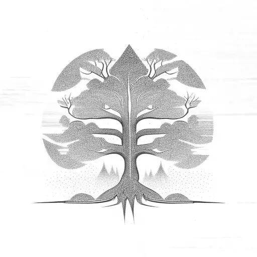 Large Forest Tree With Roots