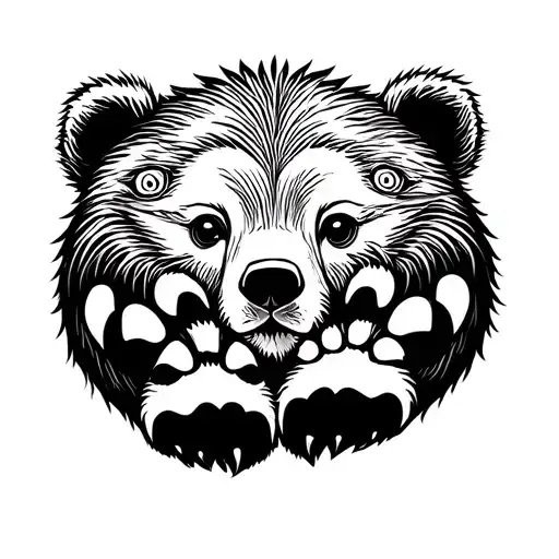 Bear Paws Mother And Cubs Face Only