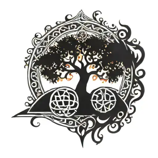 Triquetra And The Flaming Tree Of Life