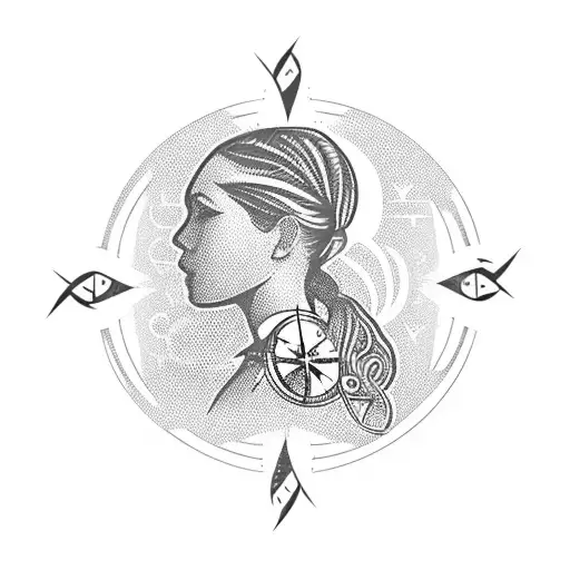 A Winding Road Leading To A Silhouette Of A Daughter's Profile With A Compass Rose In The Background