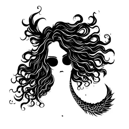 Mermaid With Curly Hair Without A Face