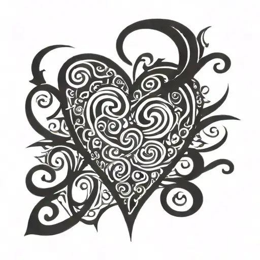 Black Heart Formed By Letters C R