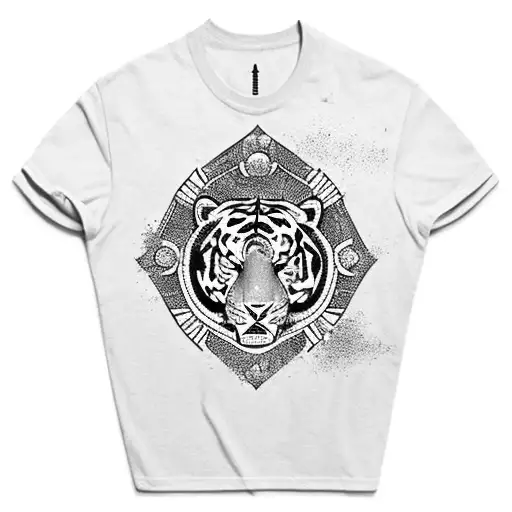 Maratha Empire Orange Flag With Fearless Tiger In Octagonal Shiv Mudra Shape