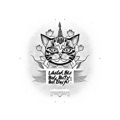 Lettering Of Bad Kitty With Lotus Flower