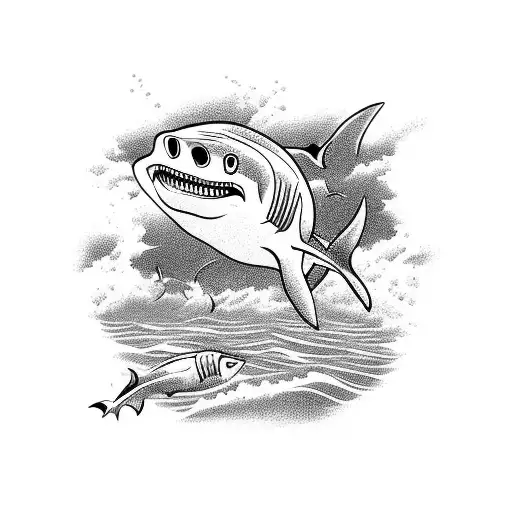 Shark In The Ocean With Mountains