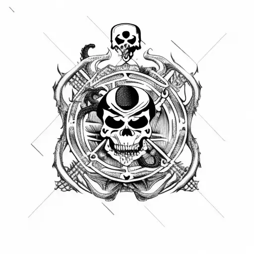 Pirateship With Dragon With Skulls With Evil