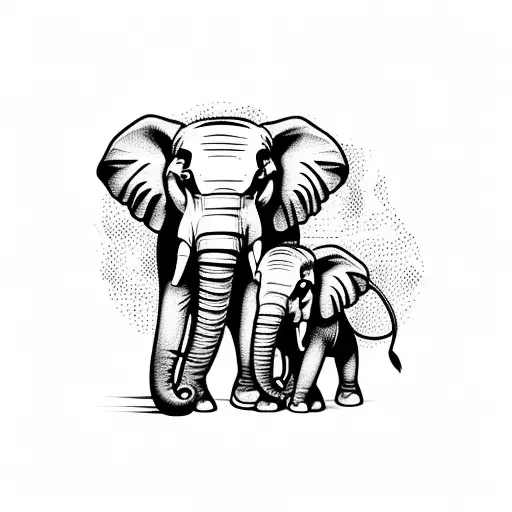 Elefant And Baby Elefant In Savana