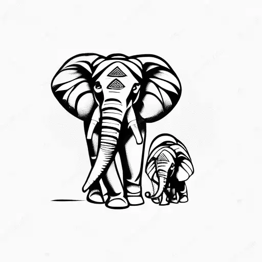 Elefant And Baby Elefant In Savana Background