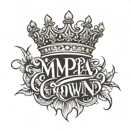 Queen's Crown With The Name Mpa Below And Wrap It In Rose Thorns