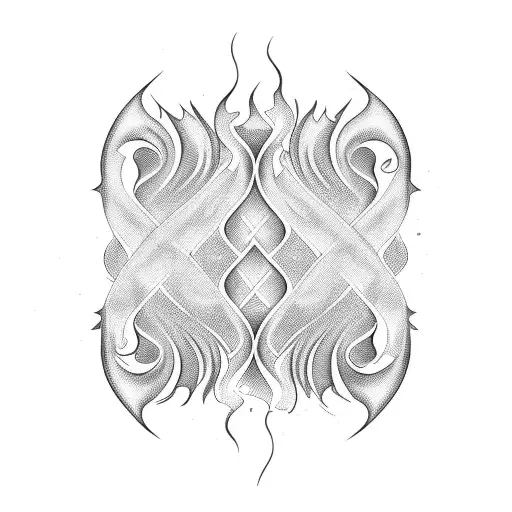 Fire Flames Morphing Into Water Waves In A Line