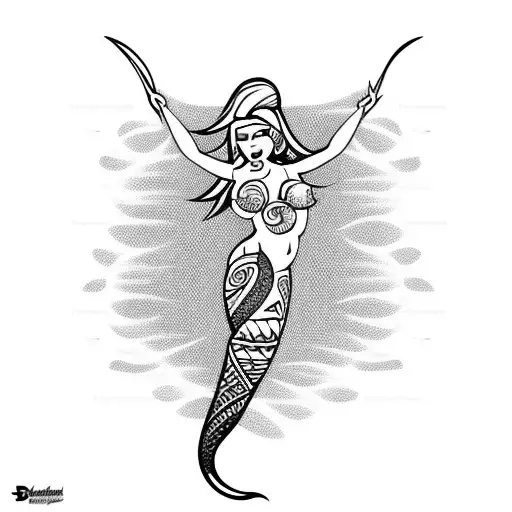 Mermaid With Polynesian Tribal