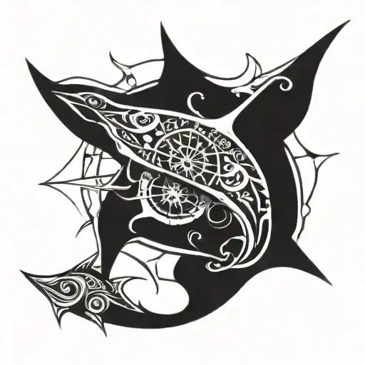 Manta Ray Compass Surrounded