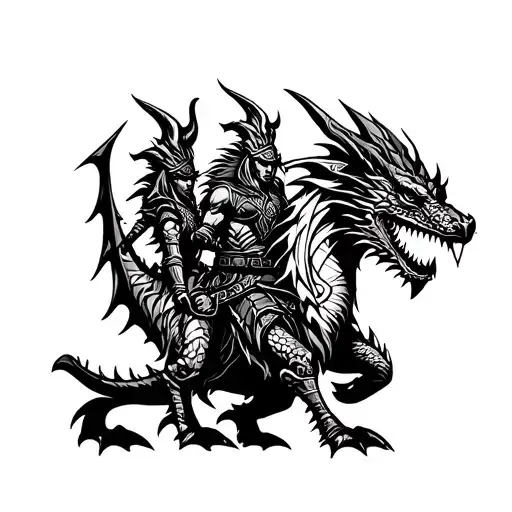 Viking Inspired Dragon Rider Group