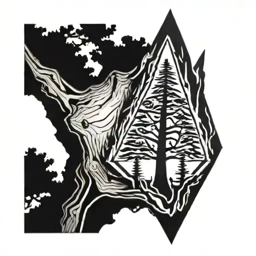 Arrowhead Embedded In A Pine Tree Trunk