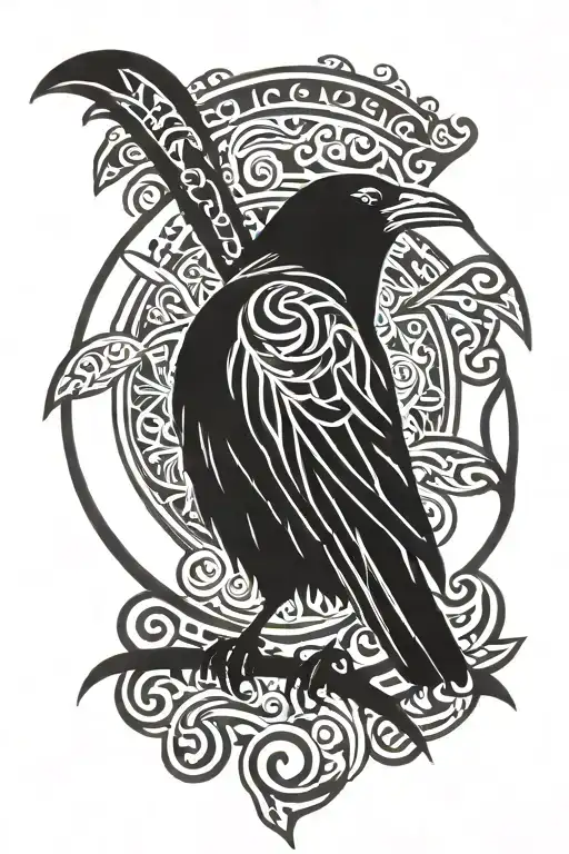 Valhala Symbol And Crow