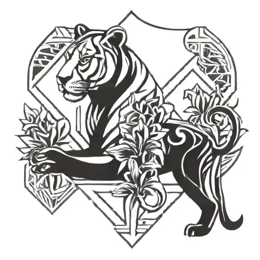 Flower Of Lilies Geometric Design Lioness And A Daughter