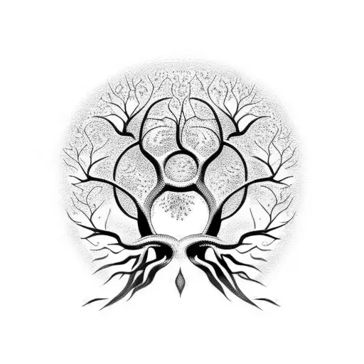Tree Of Life With Tree Horns Of Odin In The Branches