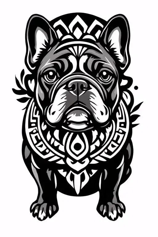 Aztec Style French Bulldog Shoulder Tattoo Design