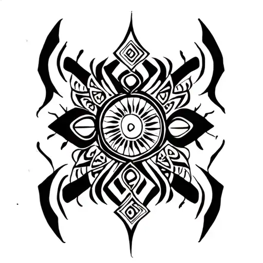 African Tribal Inspired Design Tattoo Design Incorporating Elements