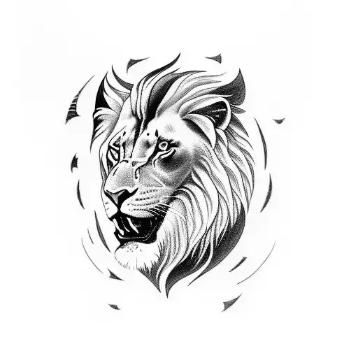 Black And White Lions Mixed With Sun Tattoo For Forearm Expressing Motivation And Power