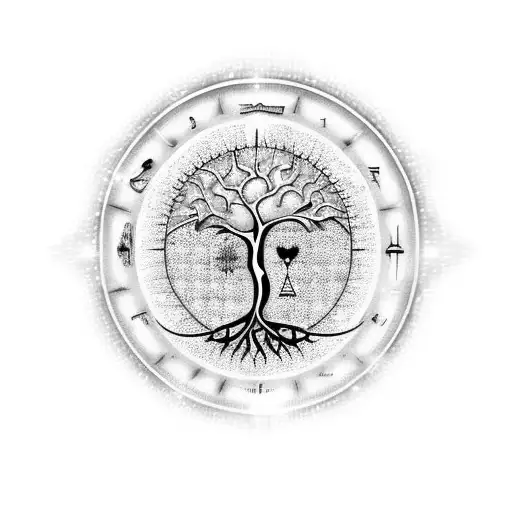 The Astrological Sign Of Cancer In The Form Of A Tree Of Life