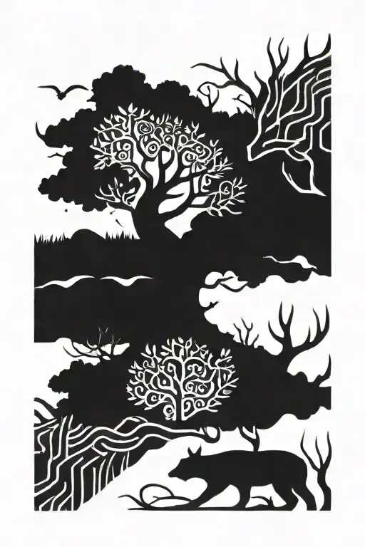 Buck And Tree Branch Representing