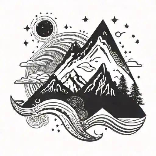 Mountains Beach Sky Stars River