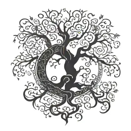A Family Tree Of Life With Intricate Dragon Designs Intertwined Within The Branches