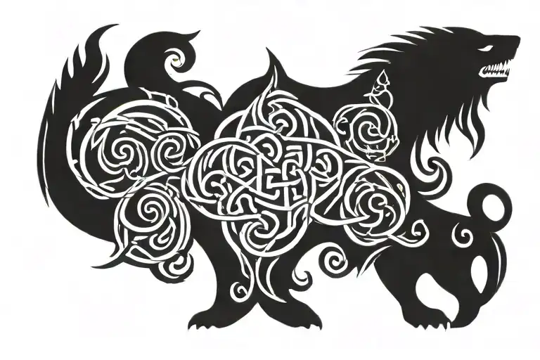Celtic Knot Animal End Line Decoration Tattoo Design