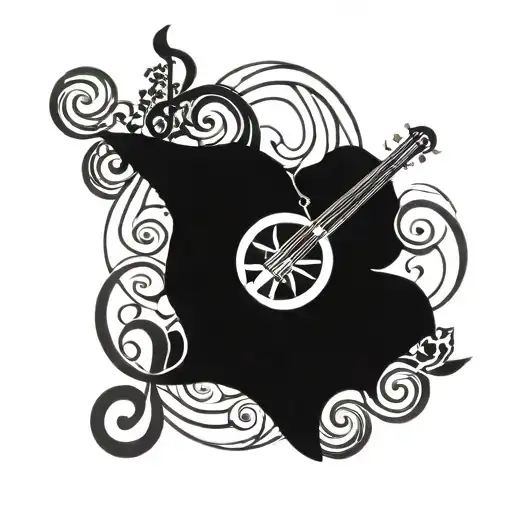 Puerto Rican Symbol With Flowers Around It And Musical Theme