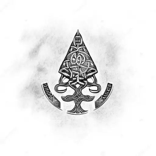 Viking Life Tree With Runestones In The Braches And Roots