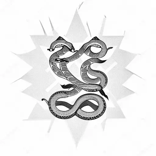 The Word Maktub With A Snake Wrapped Around It