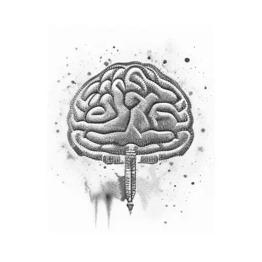 Watercolored Dna With A Brain On The Top And Dompamine In The Back