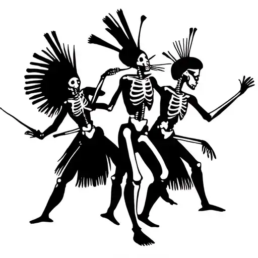 Warrior African People Dancing Skeleton