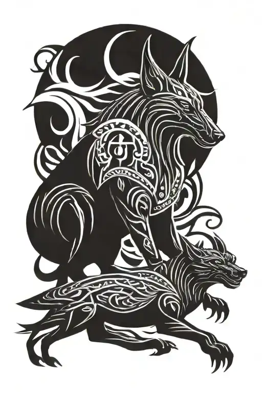 Anubis And Fenrir Norse Mythology Black