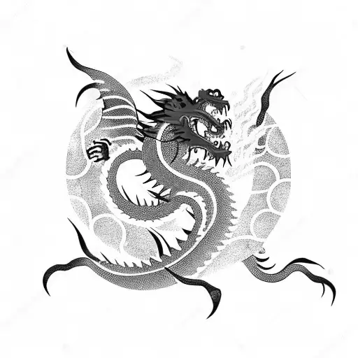 Japanese Dragon With Fire