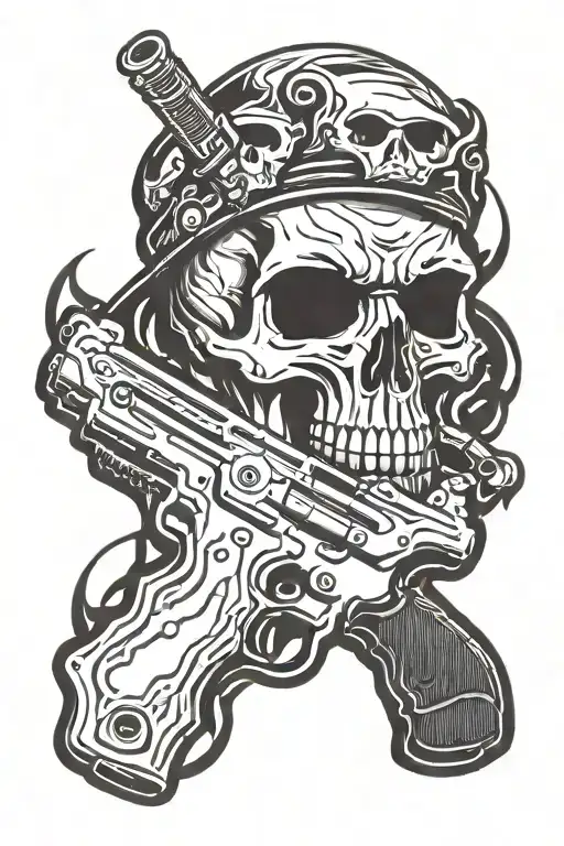 Skull With Gun In Cap