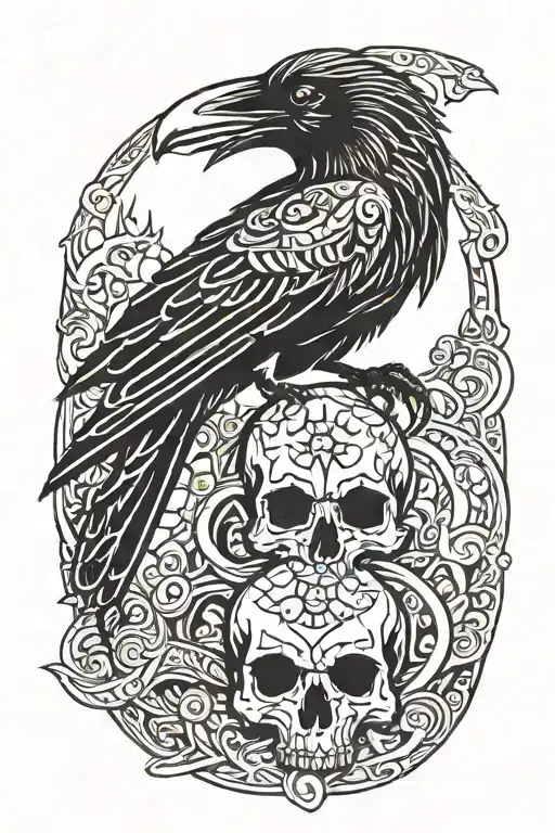 Raven On Skull