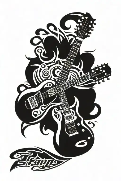 Electric Guitar With Infinity Symbol And Basketball